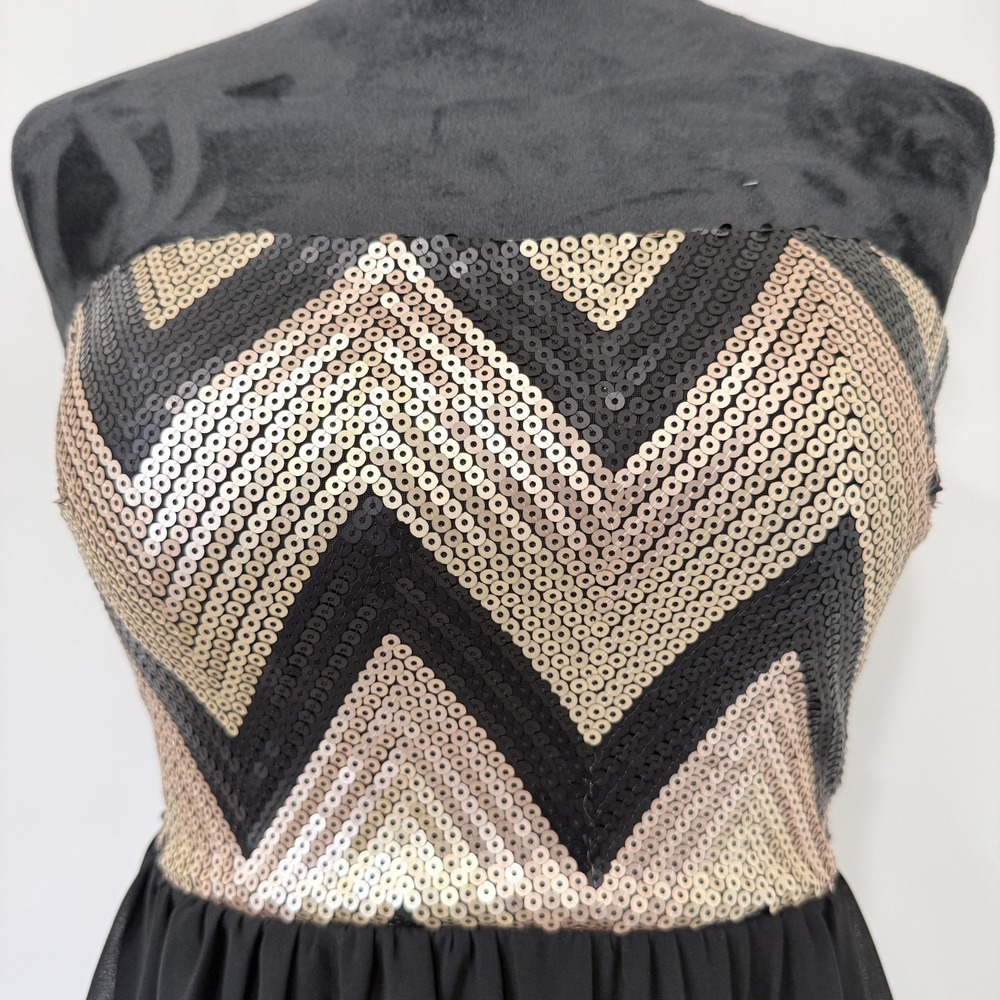 My Michelle Strapless Cocktail Dress Size 3 Back Cut Out Chevron Sequin Party - Picture 2 of 10